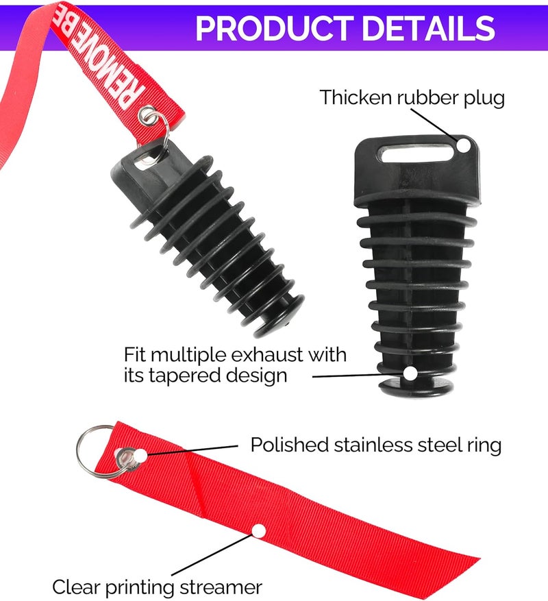 RACOONA 2PCS Muffler Exhaust Wash Plug,Dirt Bike Accessories Muffler Exhaust Tail Pipe Plug,0.6"-1.5"/1.1"-1.8" Wash Plug,Fit for Most Motorcycle Bike 2 Stroke Rubber Exhaust Silencer (1.1-1.8") - Image 3